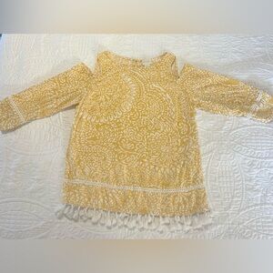 Beautiful Yellow and White Cold Shoulder, 3/4 Length Sleeve Shirt by Chico’s SzS